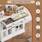 35.4 Mobiletto credenza con anta in vetro, Credenza contenitore per sala da pranzo, cucina