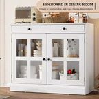 35.4 Mobiletto credenza con anta in vetro, Credenza contenitore per sala da pranzo, cucina
