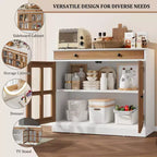 35.4 Mobiletto credenza con anta in vetro, Credenza contenitore per sala da pranzo, cucina
