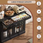35.4 Mobiletto credenza con anta in vetro, Credenza contenitore per sala da pranzo, cucina