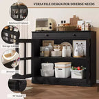 35.4 Mobiletto credenza con anta in vetro, Credenza contenitore per sala da pranzo, cucina
