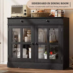 35.4 Mobiletto credenza con anta in vetro, Credenza contenitore per sala da pranzo, cucina