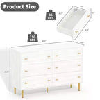 GustoWave Comò a 6 cassetti in stile rustico per camera da letto, Comò bianco in legno rustico largo 120 cm, Struttura naturale, Organizer per cassetti