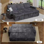 Dyonery 101 Divano Letto Angolare con Letto Estraibile, Schienale Reclinabile/Chaise Longue Contenitore Reversibile/Porte USB/Portabicchieri, Velluto a Coste Morbido