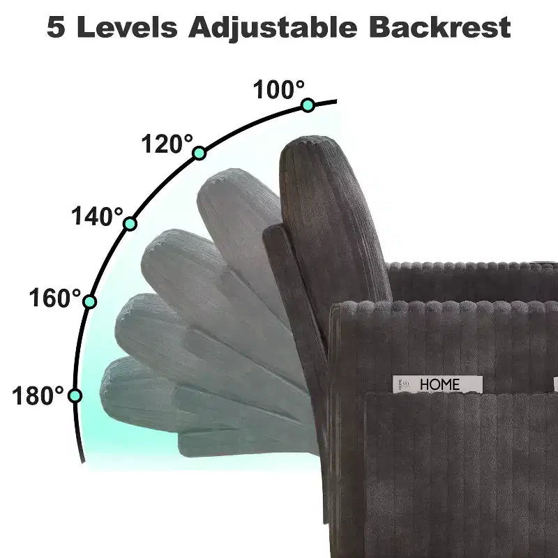 Dyonery 101 Divano Letto Angolare con Letto Estraibile, Schienale Reclinabile/Chaise Longue Contenitore Reversibile/Porte USB/Portabicchieri, Velluto a Coste Morbido