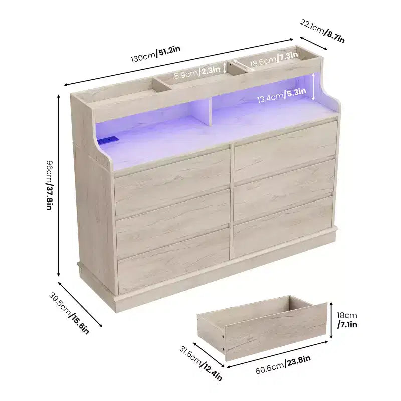 Cassettiera GustoWave per camera da letto, cassettiera a 6 cassetti, cassettiera ampia a 6 cassetti, mobile contenitore moderno di grande capacità