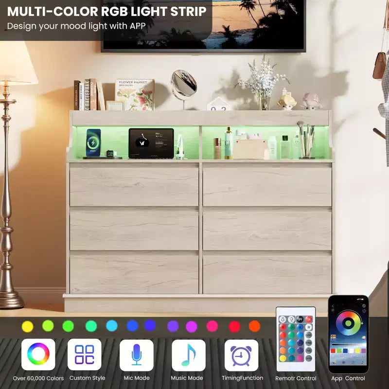 Cassettiera GustoWave per camera da letto, cassettiera a 6 cassetti, cassettiera ampia a 6 cassetti, mobile contenitore moderno di grande capacità