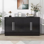 Okak Credenza Elegante a 4 Ante con Maniglie Argentate e Ripiani Regolabili, Mobile Buffet in Legno per Cucina/Sala da Pranzo/Corridoio