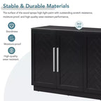 Okak Credenza Elegante a 4 Ante con Maniglie Argentate e Ripiani Regolabili, Mobile Buffet in Legno per Cucina/Sala da Pranzo/Corridoio