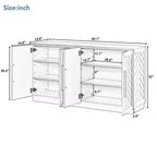 Okak Credenza Elegante a 4 Ante con Maniglie Argentate e Ripiani Regolabili, Mobile Buffet in Legno per Cucina/Sala da Pranzo/Corridoio