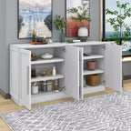 Okak Credenza Elegante a 4 Ante con Maniglie Argentate e Ripiani Regolabili, Mobile Buffet in Legno per Cucina/Sala da Pranzo/Corridoio