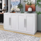 Okak Credenza Elegante a 4 Ante con Maniglie Argentate e Ripiani Regolabili, Mobile Buffet in Legno per Cucina/Sala da Pranzo/Corridoio