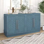 Okak Credenza Elegante a 4 Ante con Maniglie Argentate e Ripiani Regolabili, Mobile Buffet in Legno per Cucina/Sala da Pranzo/Corridoio