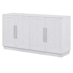 Okak Credenza Elegante a 4 Ante con Maniglie Argentate e Ripiani Regolabili, Mobile Buffet in Legno per Cucina/Sala da Pranzo/Corridoio