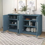 Okak Credenza Elegante a 4 Ante con Maniglie Argentate e Ripiani Regolabili, Mobile Buffet in Legno per Cucina/Sala da Pranzo/Corridoio