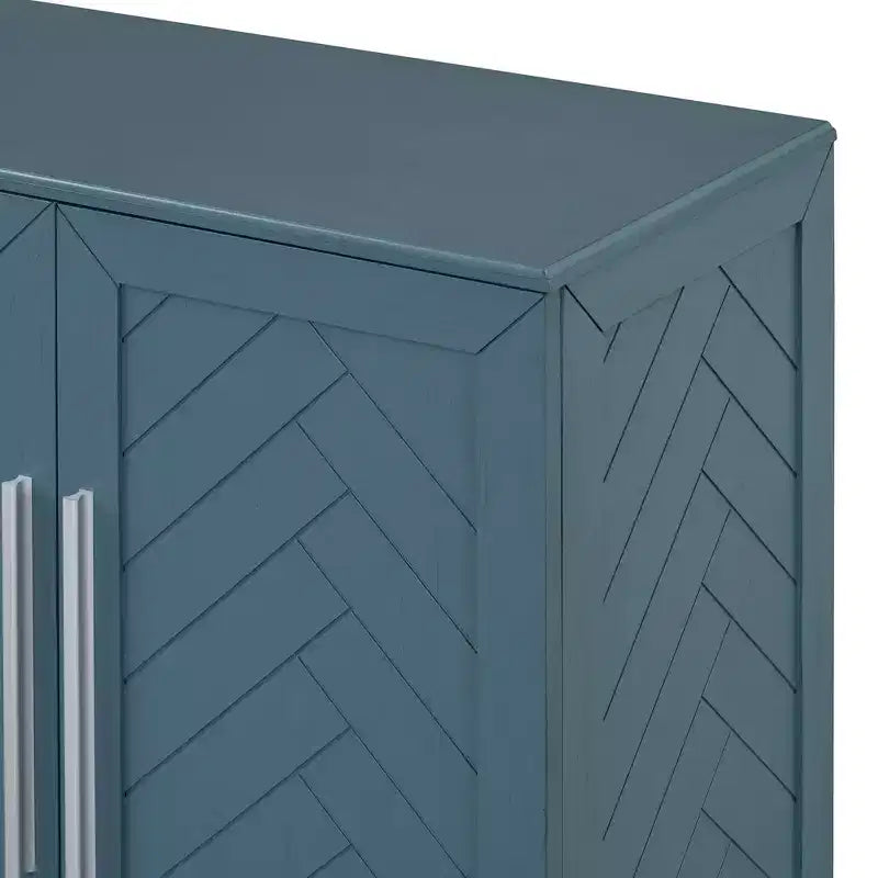 Okak Credenza Elegante a 4 Ante con Maniglie Argentate e Ripiani Regolabili, Mobile Buffet in Legno per Cucina/Sala da Pranzo/Corridoio