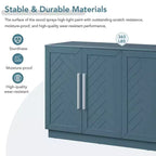 Okak Credenza Elegante a 4 Ante con Maniglie Argentate e Ripiani Regolabili, Mobile Buffet in Legno per Cucina/Sala da Pranzo/Corridoio