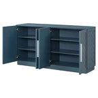 Okak Credenza Elegante a 4 Ante con Maniglie Argentate e Ripiani Regolabili, Mobile Buffet in Legno per Cucina/Sala da Pranzo/Corridoio