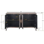 Madia a 4 ante Okak in stile antico, mobile contenitore in legno con anta in vetro temperato per sala da pranzo/soggiorno/ingresso