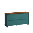 Madia a 4 ante Okak in stile antico, mobile contenitore in legno con anta in vetro temperato per sala da pranzo/soggiorno/ingresso