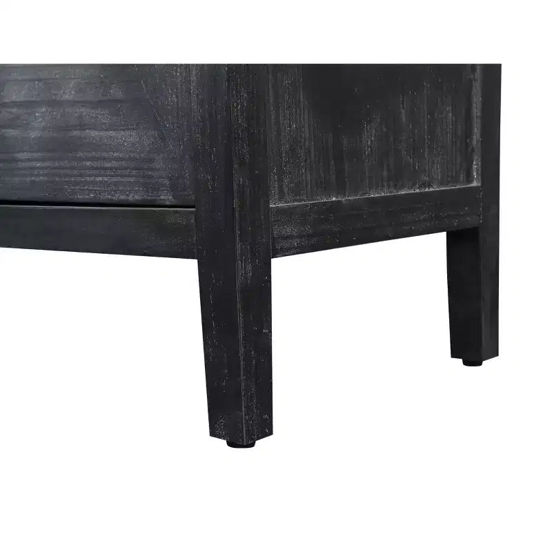 Madia a 4 ante Okak in stile antico, mobile contenitore in legno con anta in vetro temperato per sala da pranzo/soggiorno/ingresso