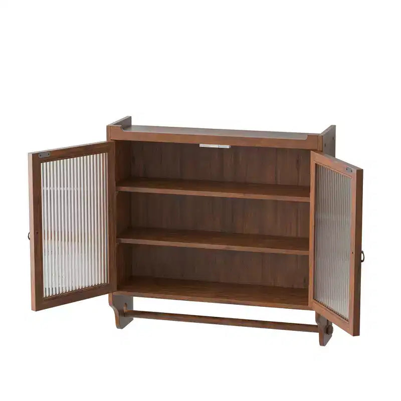 Okak Mobiletto da Parete Vintage a 2 Ante con 3 Ripiani e Portasciugamani per Bagno/Sala da Pranzo/Soggiorno/Cucina