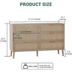 Cassettiera a 6 cassetti 47 Rattan - Comò moderno di metà secolo per camera da letto e soggiorno
