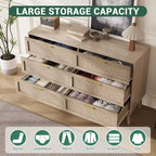 Cassettiera a 6 cassetti 47 Rattan - Comò moderno di metà secolo per camera da letto e soggiorno