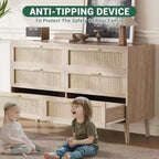 Cassettiera a 6 cassetti 47 Rattan - Comò moderno di metà secolo per camera da letto e soggiorno