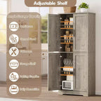 Dispensa da Cucina con 4 Ante e Ripiani Regolabili, Armadio Multifunzione Indipendente