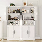 Dispensa da Cucina con 4 Ante e Ripiani Regolabili, Armadio Multifunzione Indipendente