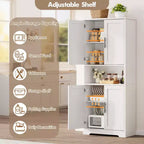 Dispensa da Cucina con 4 Ante e Ripiani Regolabili, Armadio Multifunzione Indipendente