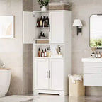 Dispensa da Cucina con 4 Ante e Ripiani Regolabili, Armadio Multifunzione Indipendente