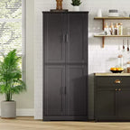 Kitchen Pantry Cabinet with 4 Doors & Adjustable Shelves, Freestanding Utility Storage Cupboard