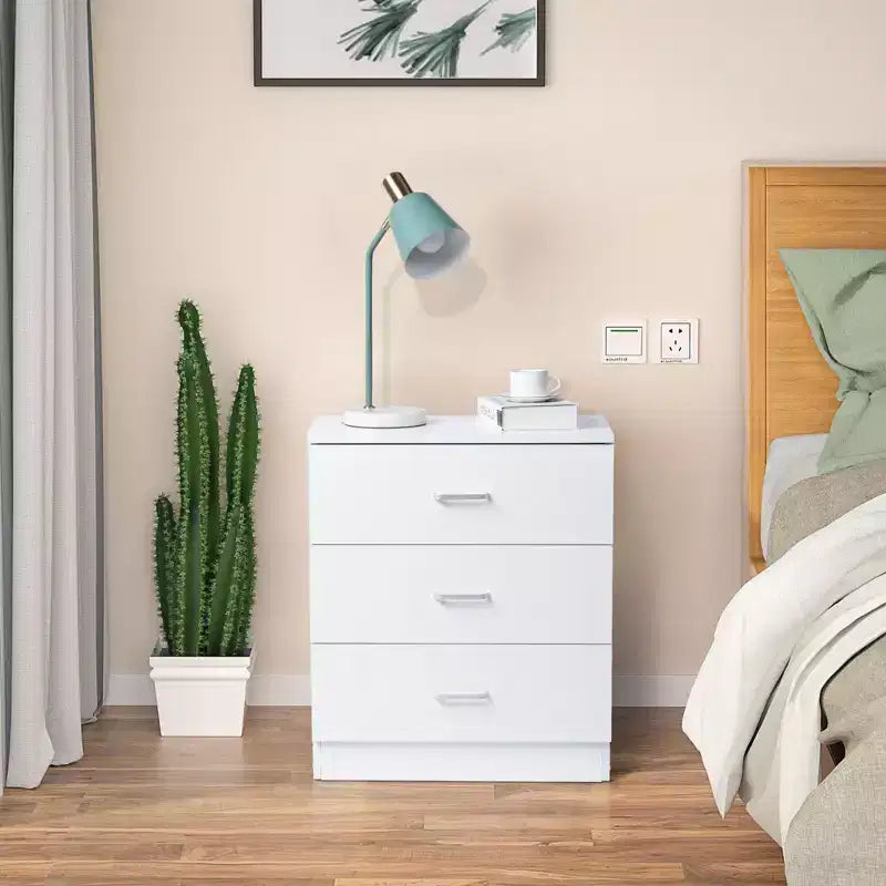 Cassettiera Karl Home a 3 cassetti in truciolato bianco, larghezza 56 cm