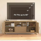 Mobile TV da fattoria per TV da 65'', Centro di intrattenimento da 59 pollici con spazio di archiviazione, Consolle multimediale moderna in legno di grandi dimensioni con 2 armadietti a porte, Ripiani regolabili