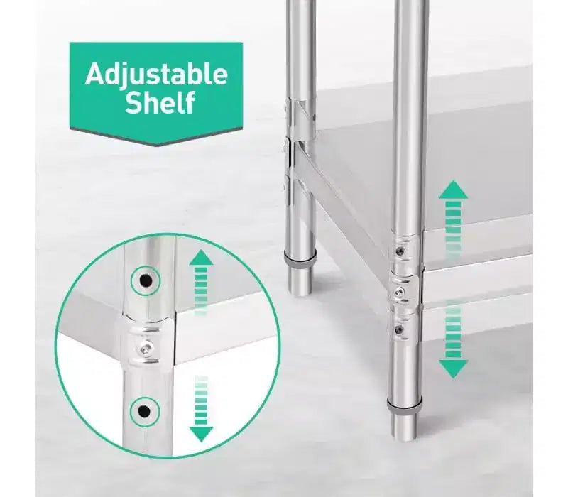 Tavolo da preparazione in acciaio inossidabile NSF Acekool 36 con 2 ripiani, workstation commerciale per uso in cucina, garage e ristorante