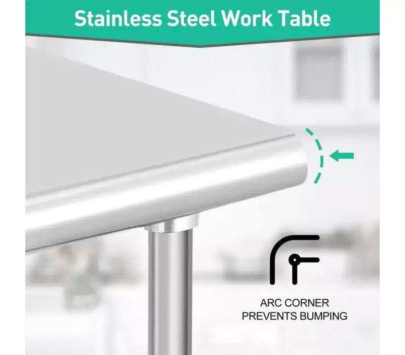 Tavolo da preparazione in acciaio inossidabile NSF Acekool 36 con 2 ripiani, workstation commerciale per uso in cucina, garage e ristorante