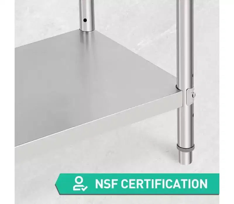 Tavolo da preparazione in acciaio inossidabile NSF Acekool 36 con 2 ripiani, workstation commerciale per uso in cucina, garage e ristorante