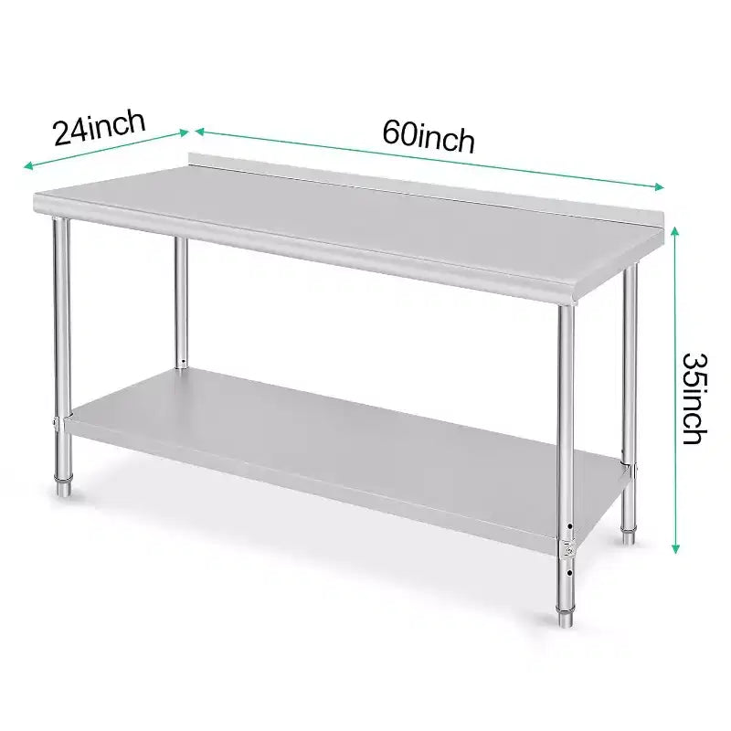 Tavolo da preparazione in acciaio inossidabile NSF Acekool 36 con 2 ripiani, workstation commerciale per uso in cucina, garage e ristorante