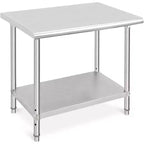 Tavolo da preparazione in acciaio inossidabile NSF Acekool 36 con 2 ripiani, workstation commerciale per uso in cucina, garage e ristorante