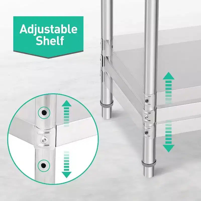 Tavolo da preparazione in acciaio inossidabile NSF Acekool 36 con 2 ripiani, workstation commerciale per uso in cucina, garage e ristorante