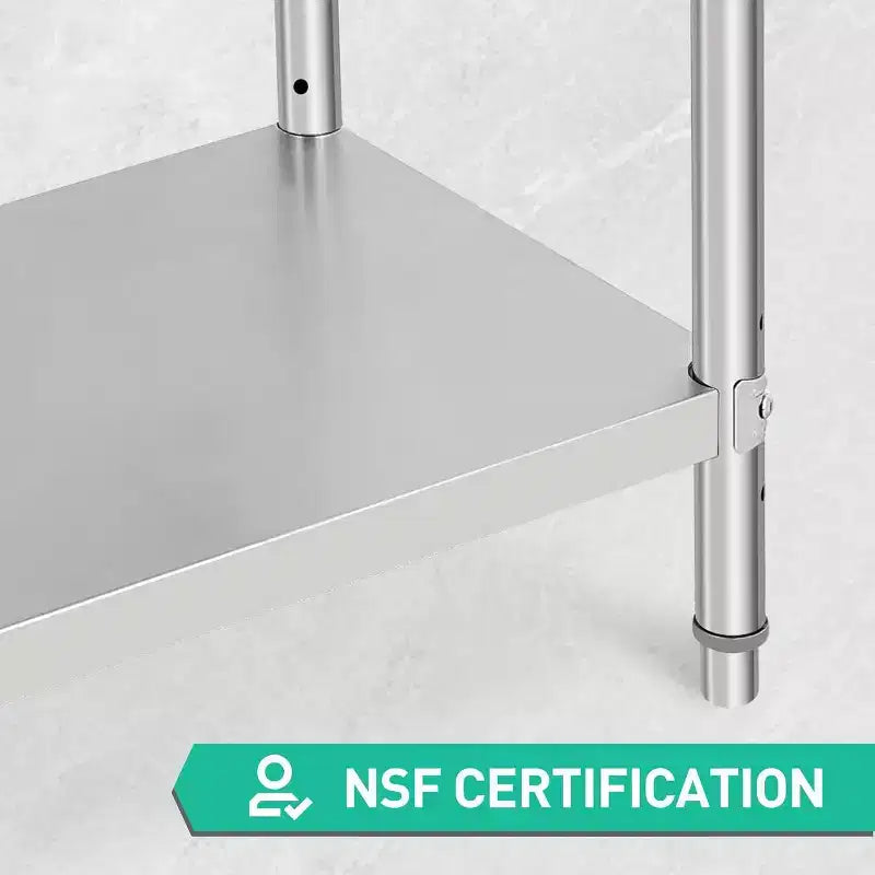 Tavolo da preparazione in acciaio inossidabile NSF Acekool 36 con 2 ripiani, workstation commerciale per uso in cucina, garage e ristorante