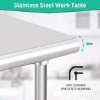 Tavolo da preparazione in acciaio inossidabile NSF Acekool 36 con 2 ripiani, workstation commerciale per uso in cucina, garage e ristorante