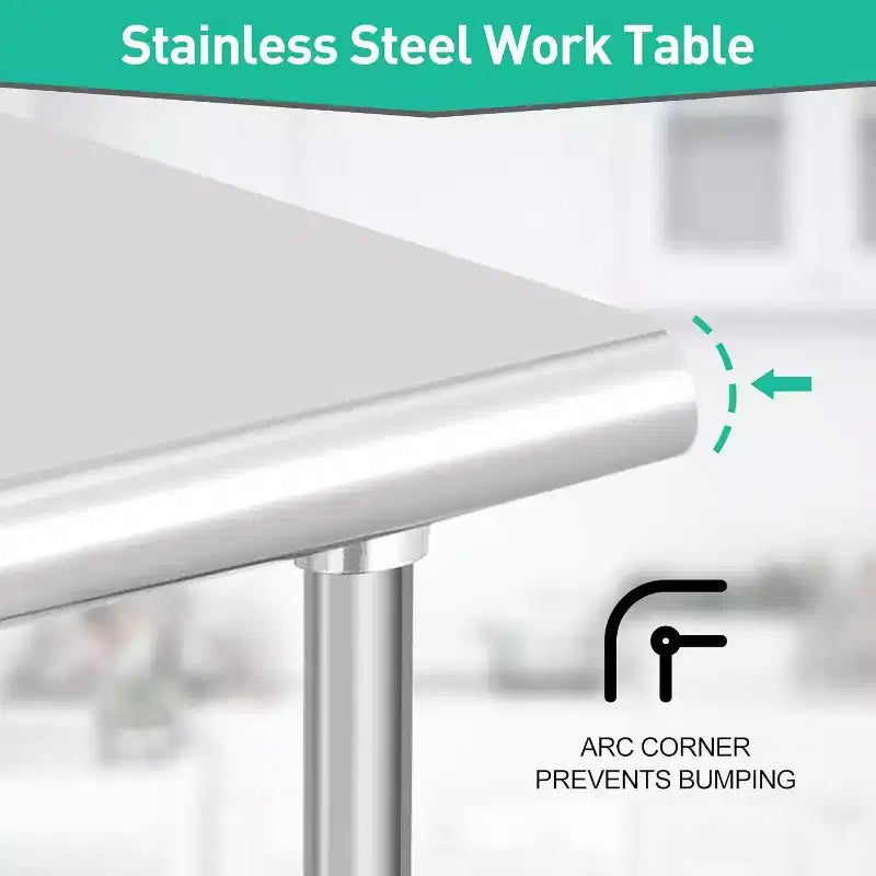 Tavolo da preparazione in acciaio inossidabile NSF Acekool 36 con 2 ripiani, workstation commerciale per uso in cucina, garage e ristorante