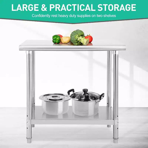 Acekool 36 NSF Stainless Steel Prep Table  2-Tier Commercial Workstation for Kitchen, Garage & Restaurant Use