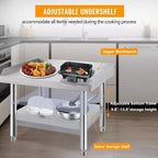 Acekool 48 Supporto per grill in acciaio inox Tavolo commerciale da 1000 libbre con gambe regolabili e deflettore di sicurezza