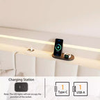 Struttura letto flottante con luce LED e stazione di ricarica, letto a piattaforma imbottito, dimensioni matrimoniale/queen/king con testiera, nessuna rete a molle richiesta, beige
