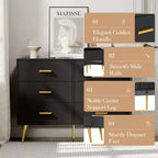 Cassettiera moderna a 6 cassetti con spazio di archiviazione, cassettiera in legno con maniglie dorate, cassettiera a cassetti profondi per camera da letto, soggiorno e ingresso