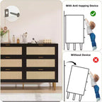 Cassettiera in rattan a 6 cassetti per camera da letto, Comò con gambe e maniglie dorate, Cassettiera doppia larga con piano d'appoggio e design antiribaltamento